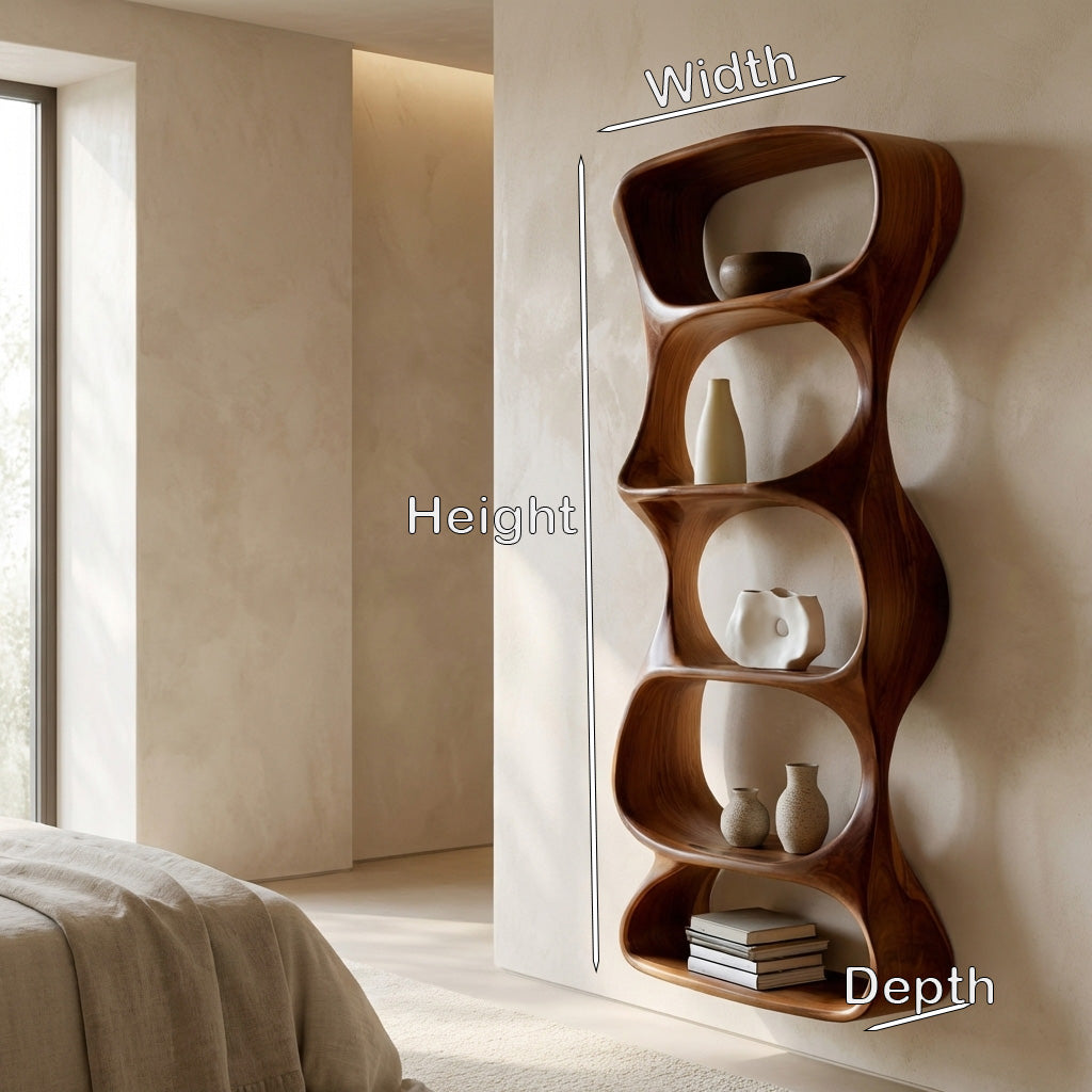 Modern Organic Wall Shelf Natural Wood For Living Room