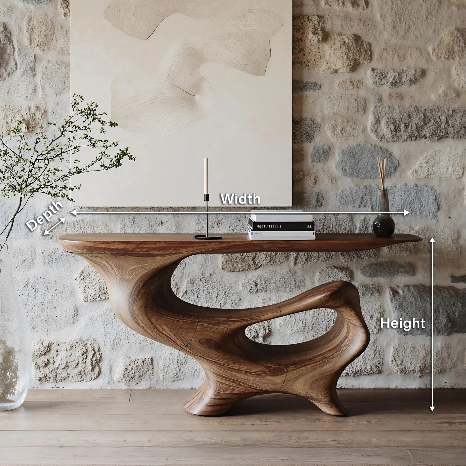 Mid Century Wooden Console Table For Living Room