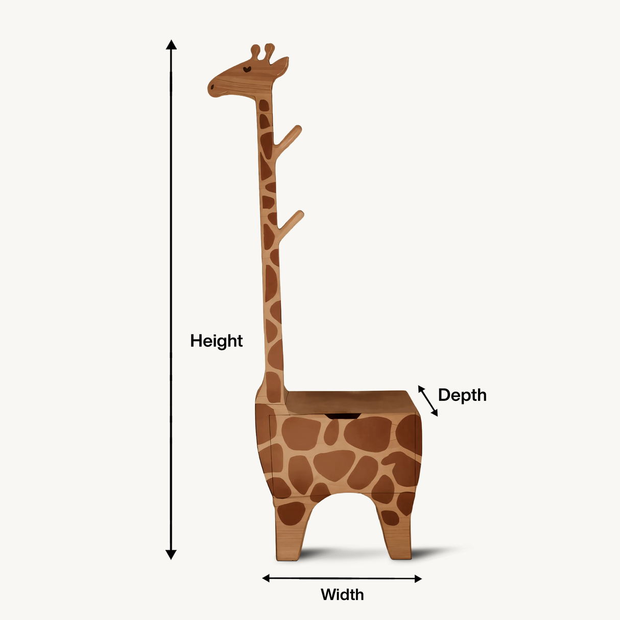 Adorable Giraffe Nightstand With Hooks And Drawer For Kids Room And Nursery