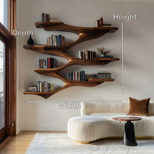 Mid Century Wooden Wall Shelf For Living Room Space