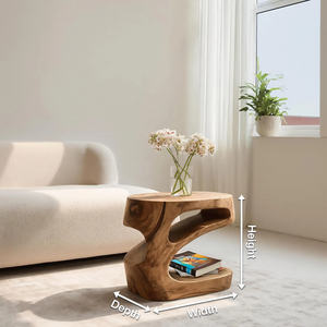 Artistic Side Table With Storage Shelf For Living Room