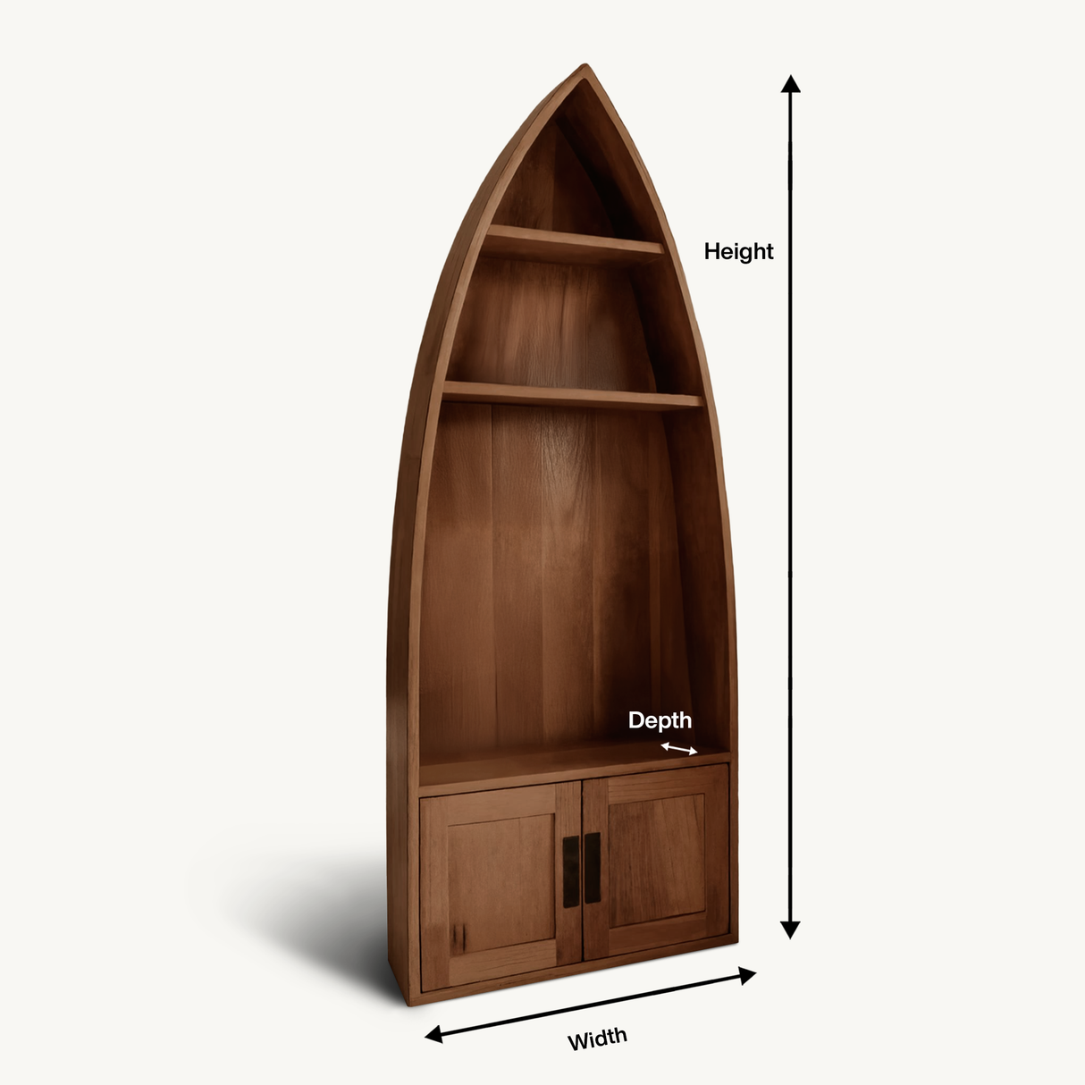 Coastal Boat Shaped Shelf With Glass Rack For Beach House And Living Room