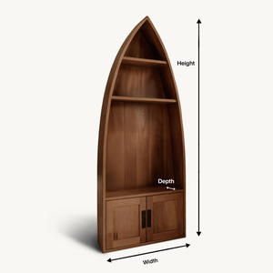 Coastal Boat Shaped Shelf With Glass Rack For Beach House And Living Room