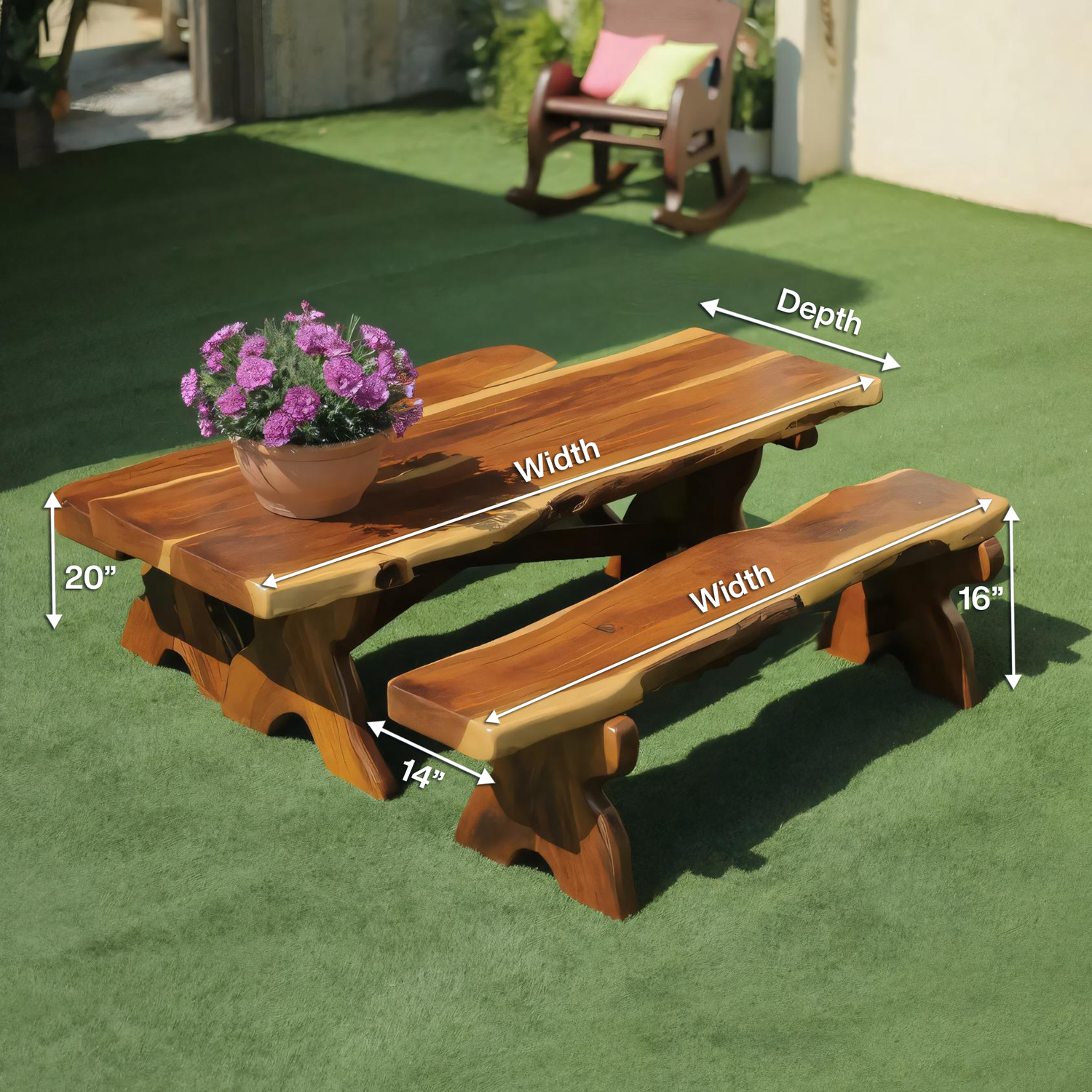 Rustic Outdoor Picnic Table And Bench Set For Garden