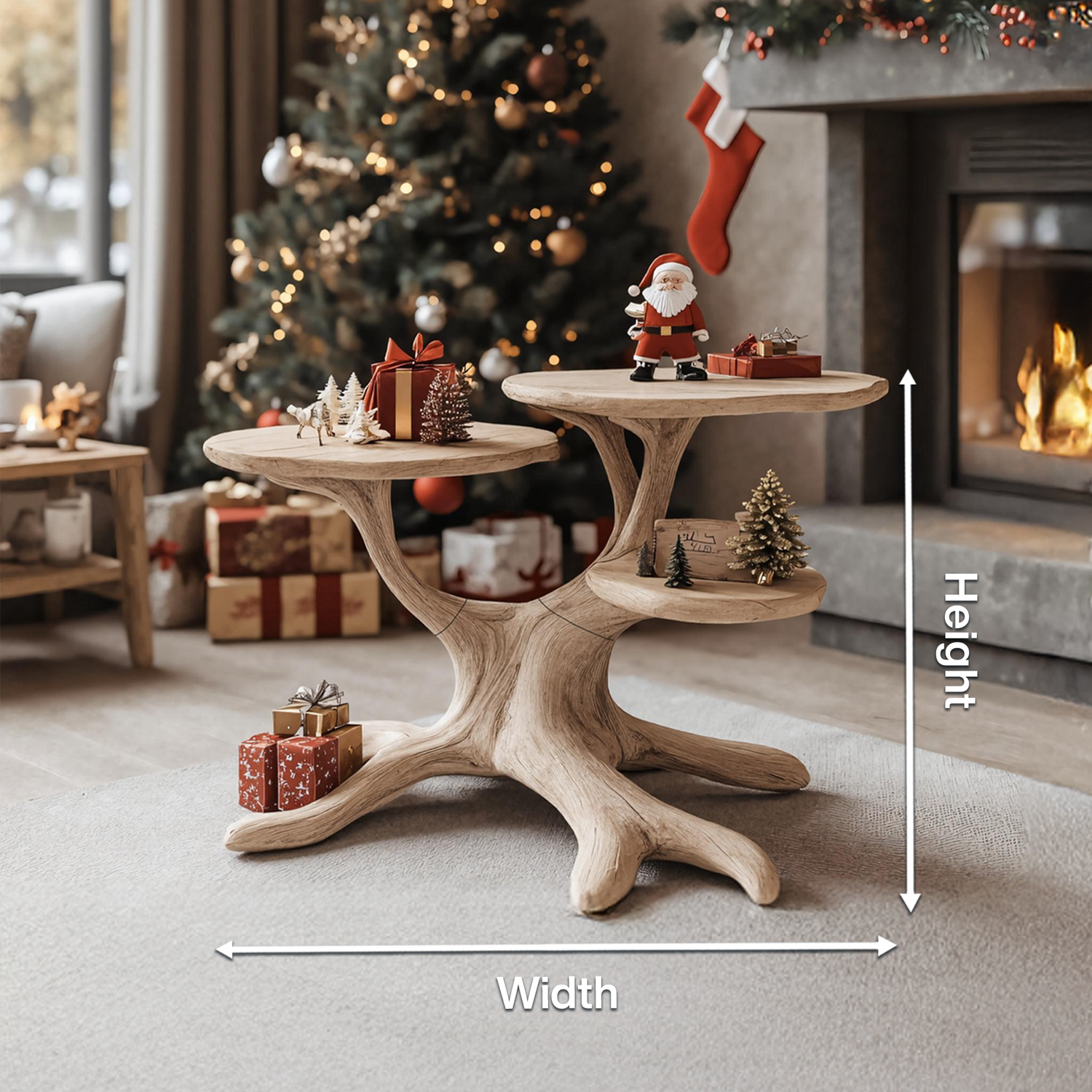 Handcrafted Round End Table For Living Room Holiday Furniture Decor