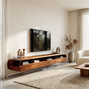 Modern Natural Wood Wall Mounted TV Cabinet For Living Room