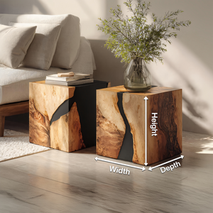 Modern Wooden Cube Coffee Table For Entryway Spaces