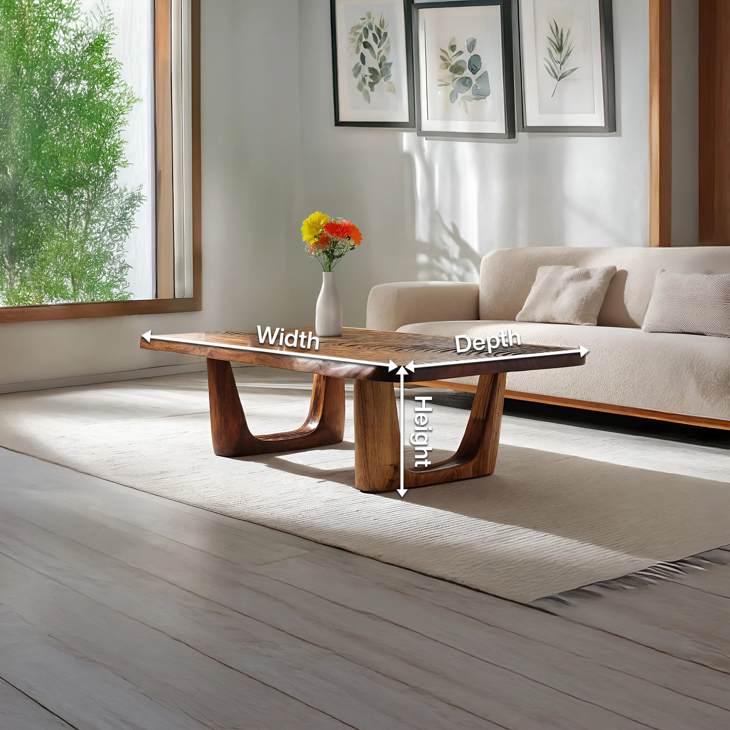 Handcrafted Modern Solid Wood Coffee Table For Living Room