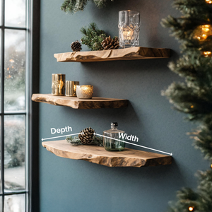 Mid Century Wooden Floating Shelf For Living Room Christmas Decor