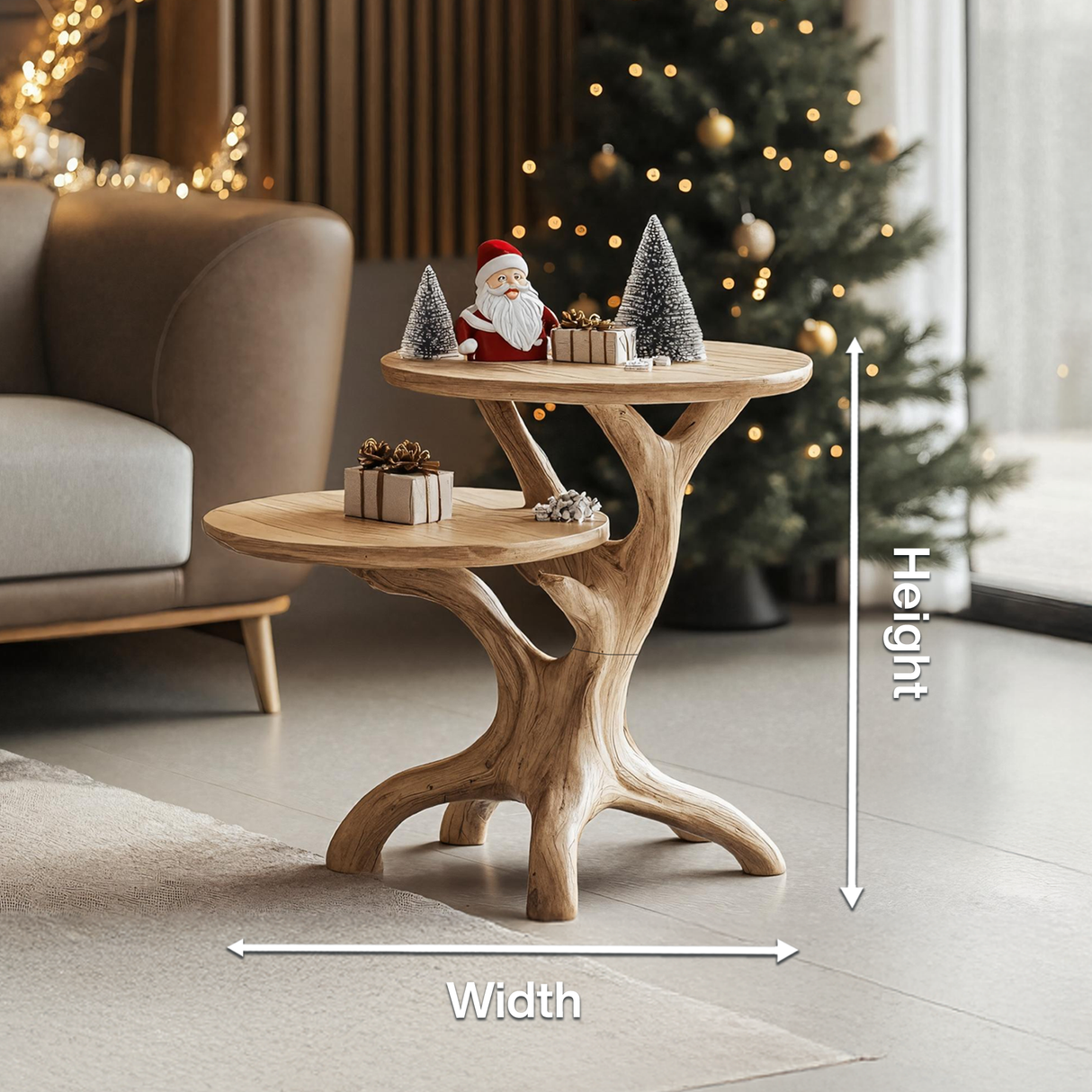 Farmhouse Solid Wood End Table For Living Room Holiday Wall Decor