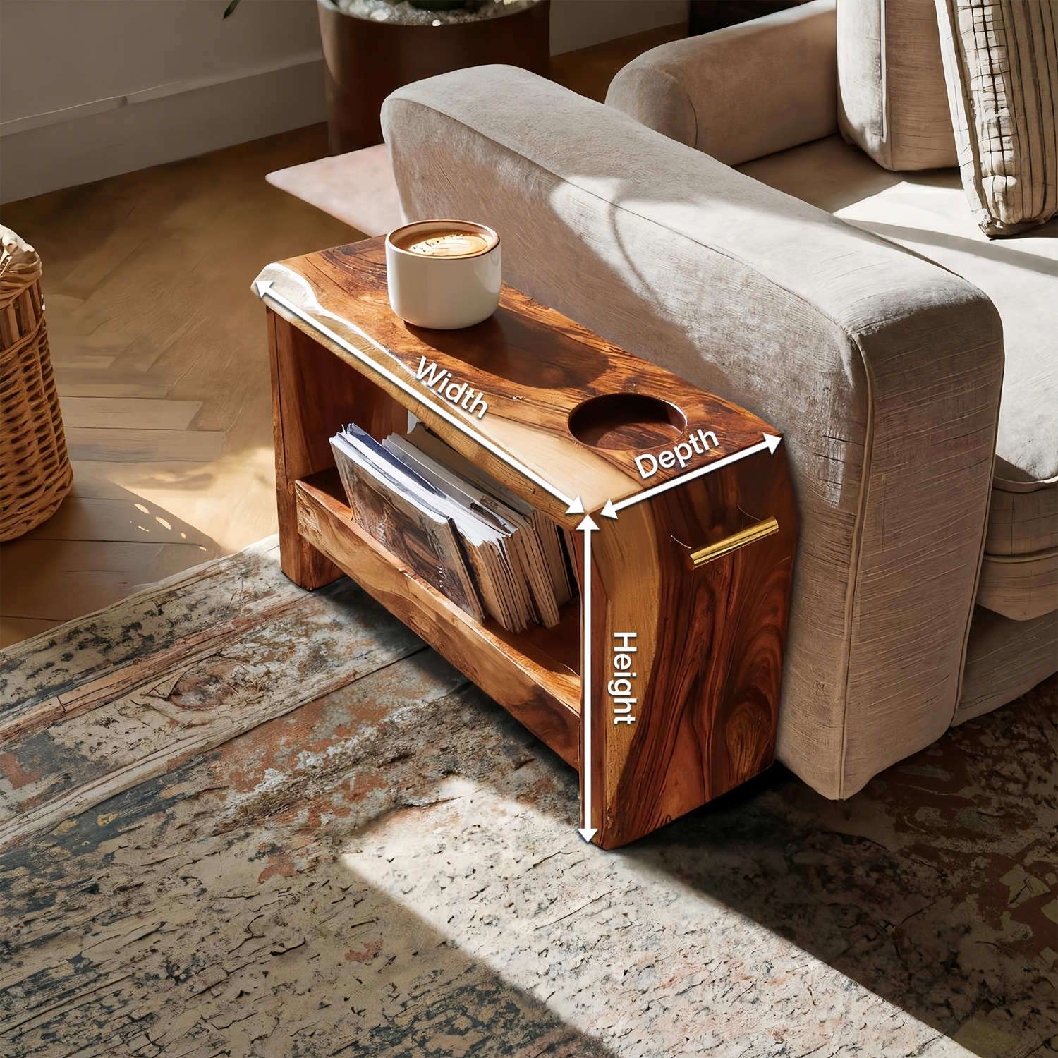 Mid Century Wooden Side Table For Living Room Decor