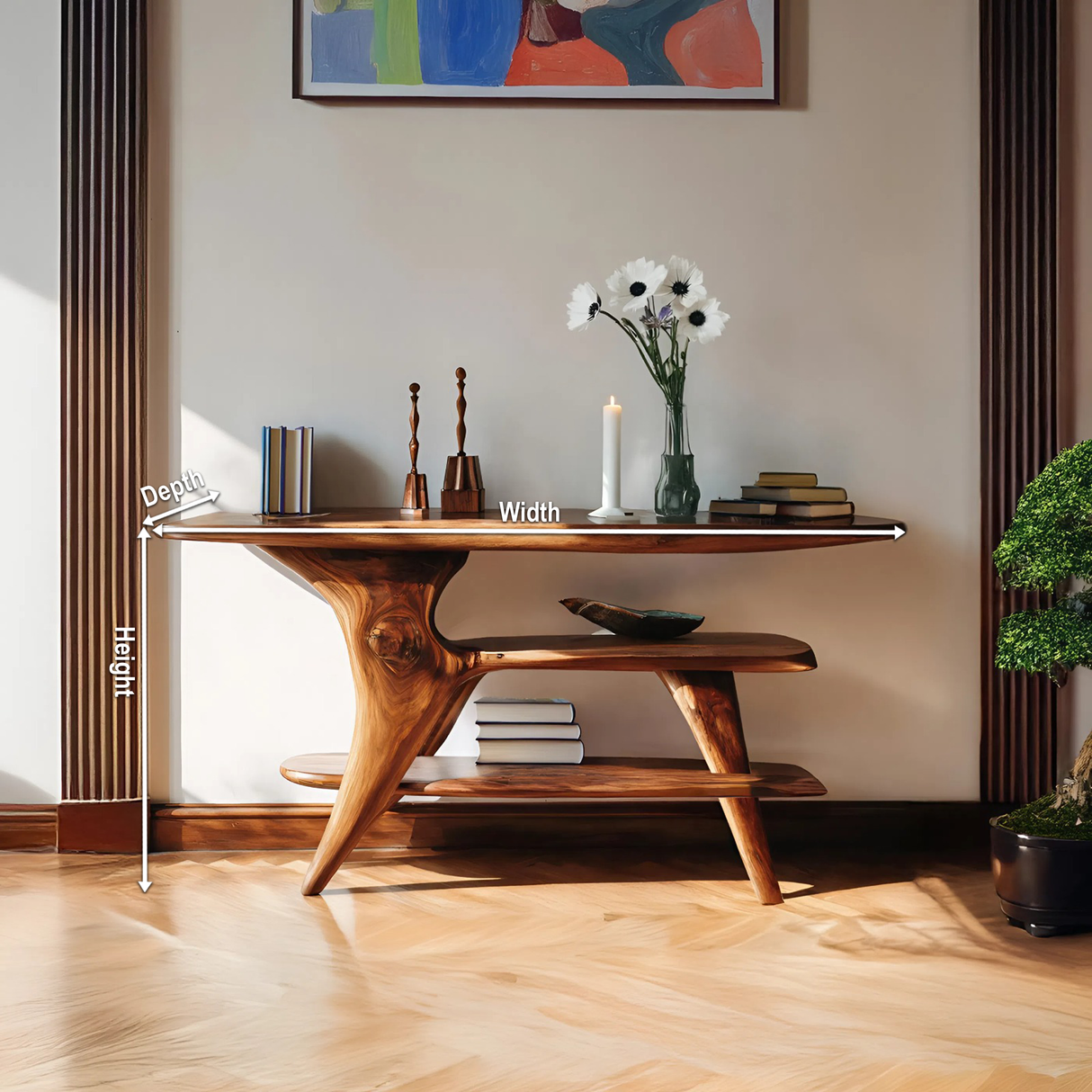 Farmhouse Live Edge Console Table For Unique Entryway Design