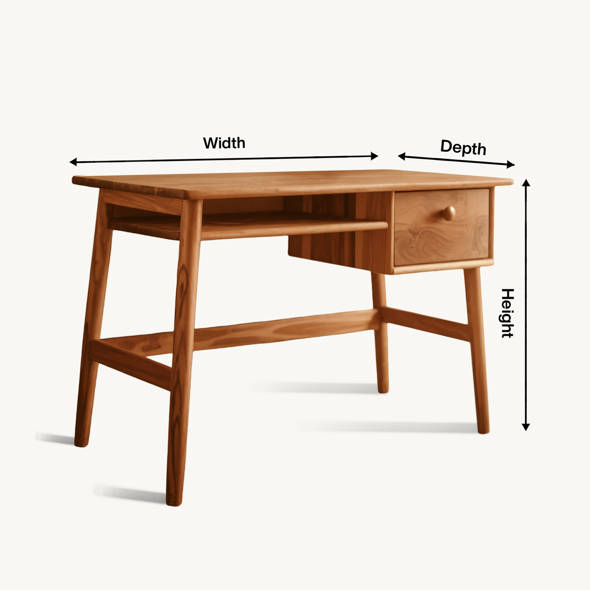 Minimalist Wooden Desk With Drawer And Keyboard Shelf For Home Office