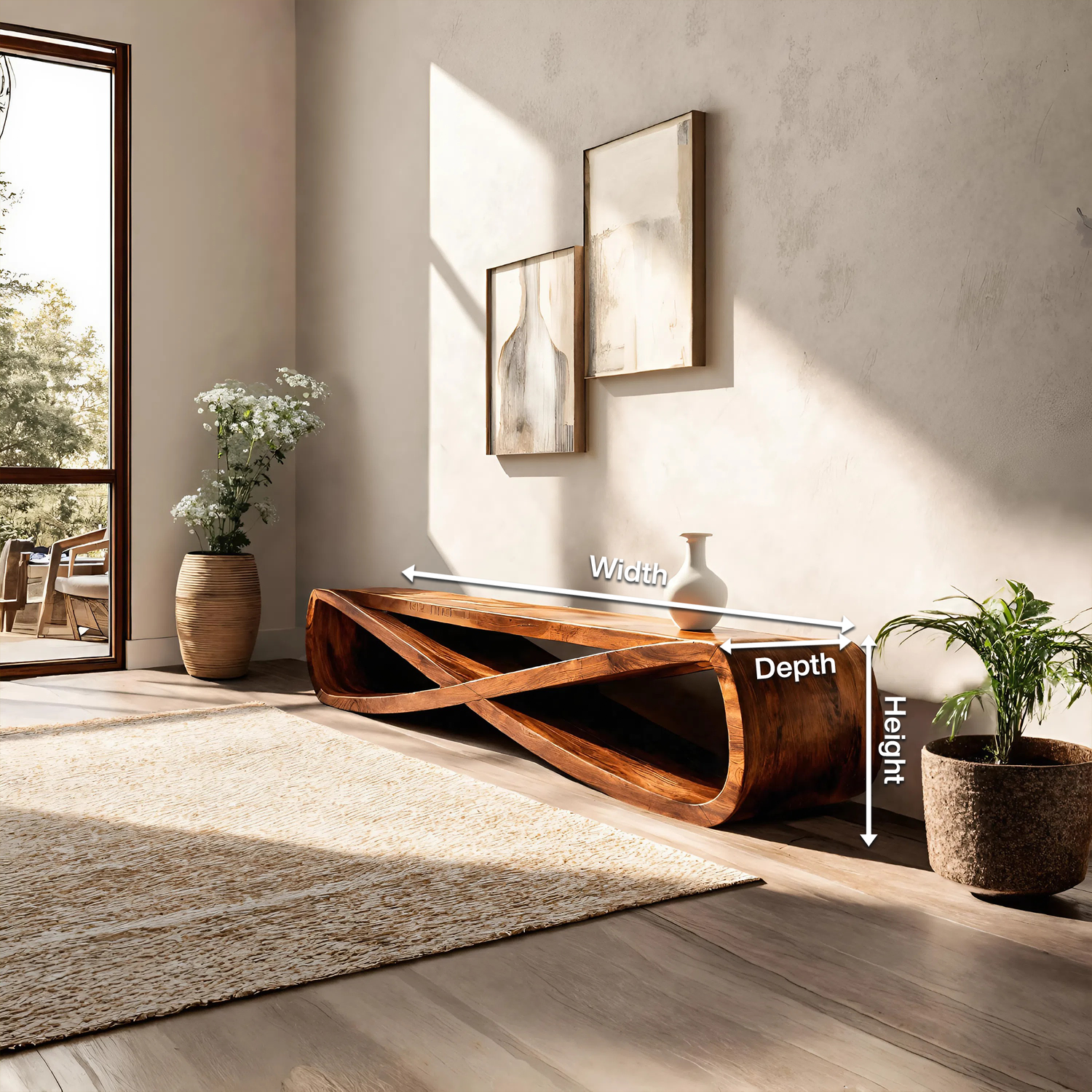 Infinity Sculpture Bench For Entryway Or Hallway