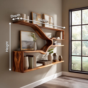 Rustic Natural Wood Kitchen Wall Shelf For Pantry Storage