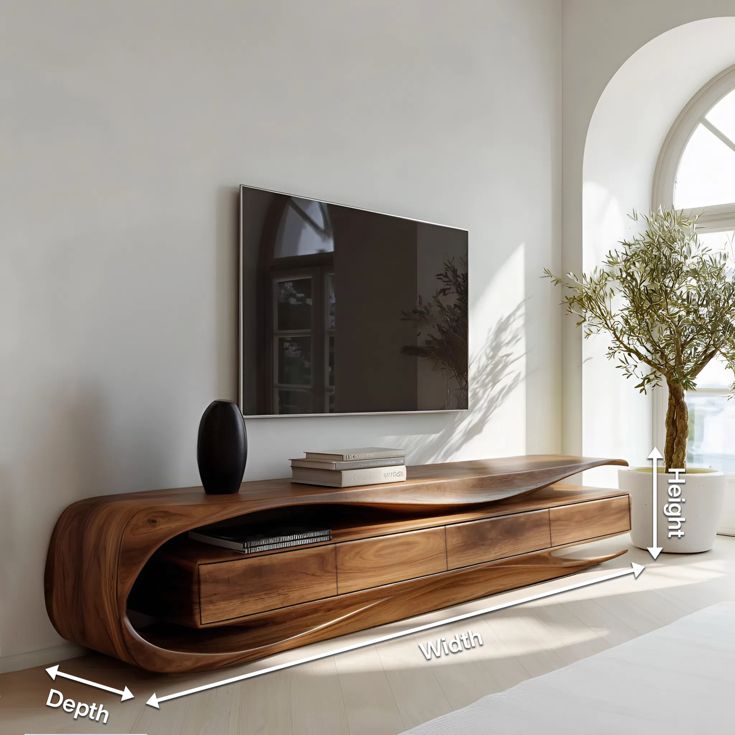Modern Organic TV Console For Living Room Interior