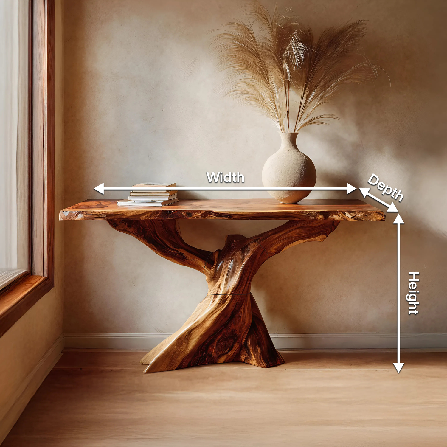 Modern Live Edge Console Table Organic Wood Furniture For Living Room