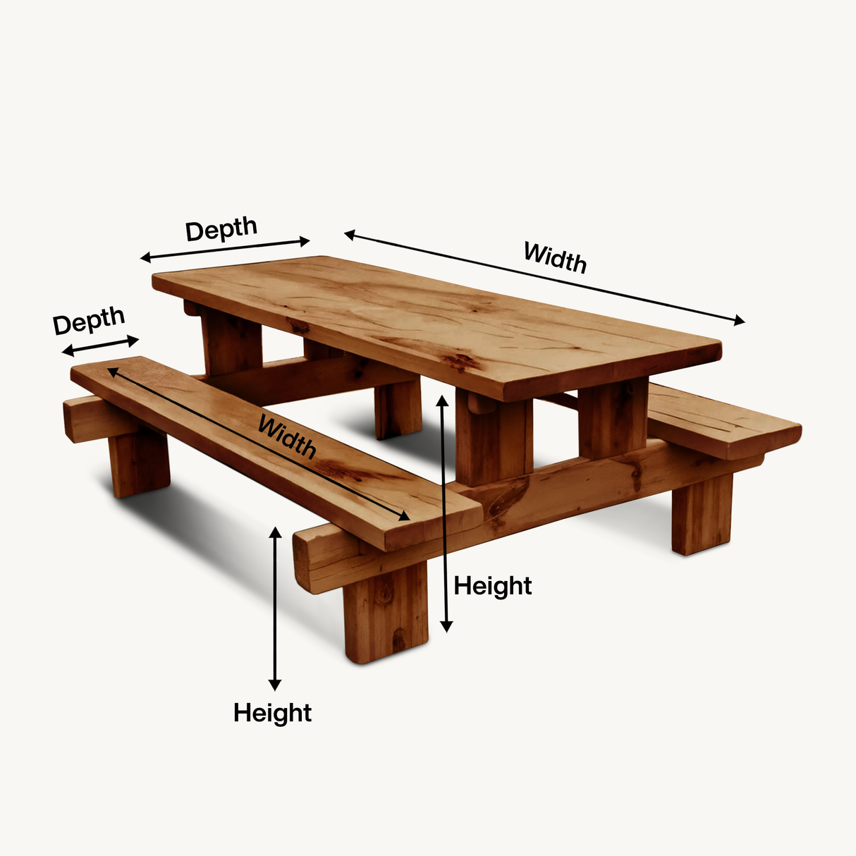 Minimalist Outdoor Picnic Table With Benches For Garden Or Cabin