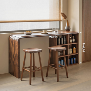 Modern Wooden Bar Table With Storage For Kitchen Or Home Mini Bar