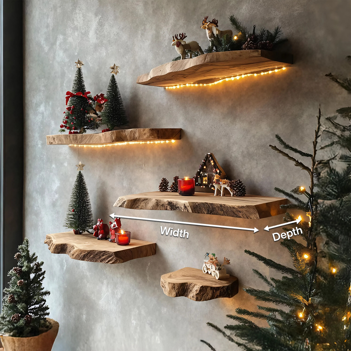 Handcrafted Wooden Floating Shelf For Holiday Entryway Wall Decor