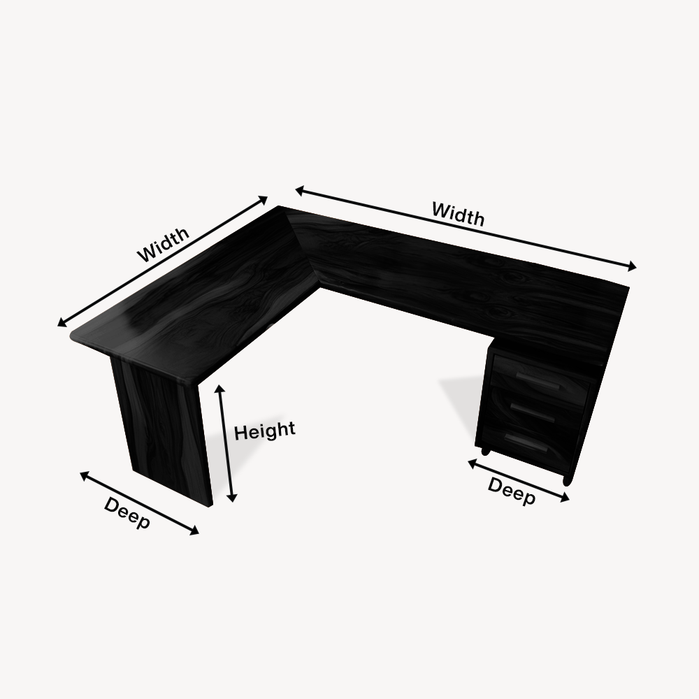 Modern L Shaped Wood Desk With Drawers For Home Office Or Vanity
