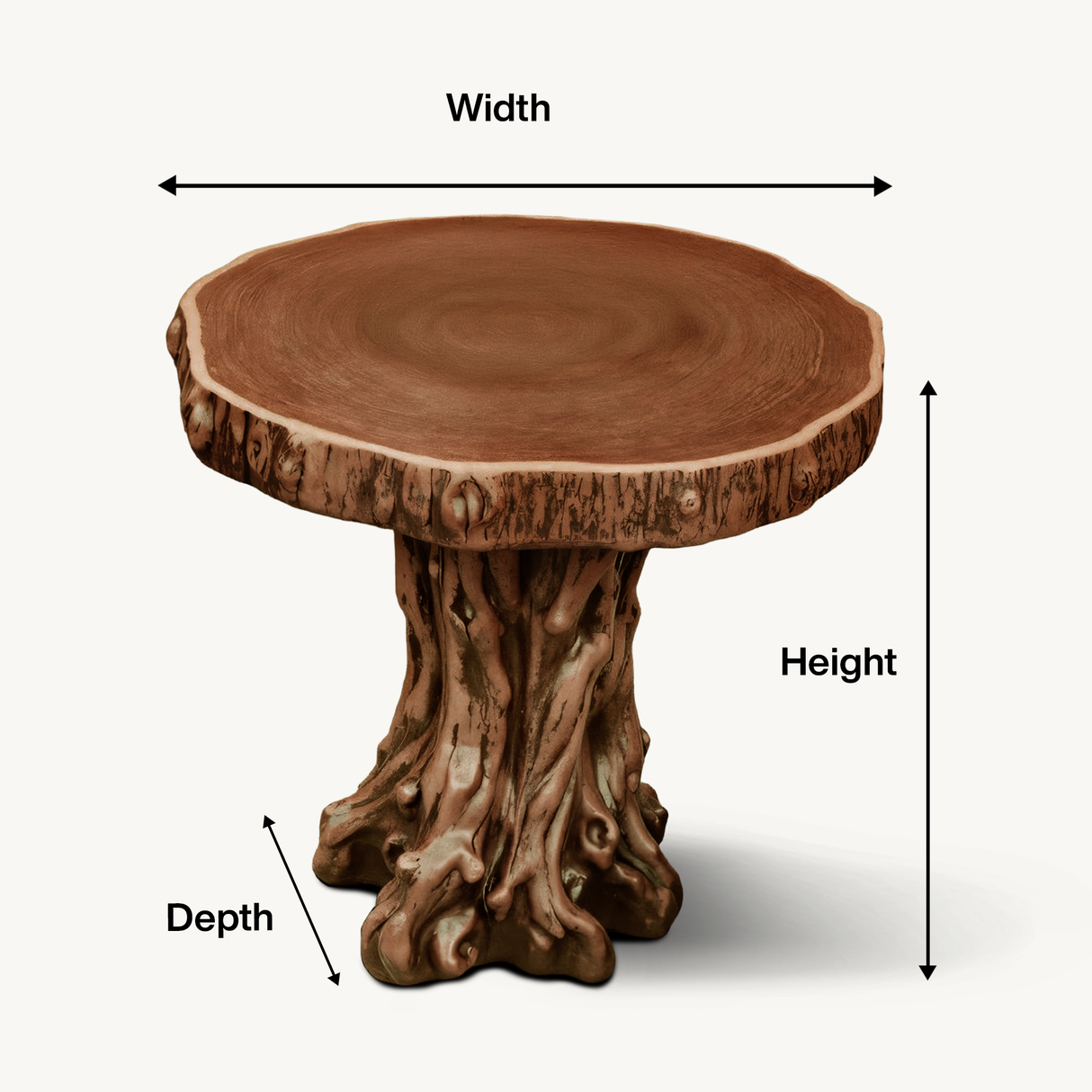 Rustic Tree Trunk Outdoor Table And Stump Seat For Garden And Patio
