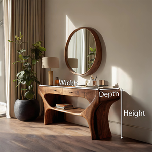 Artistic Handmade Vanity Table With Drawers For Bedroom