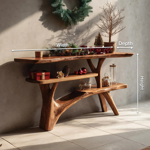 Mid Century Solid Wood Console Table For Entryway Design Winter Christmas