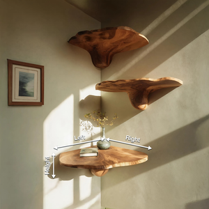 Farmhouse Wooden Live Edge Mushroom Shelf For Living Room Interior Decor