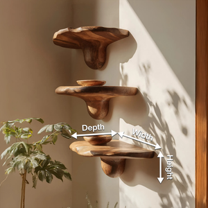 Handcrafted Solid Wood Mushroom Shelf For Bedroom Furniture Decor