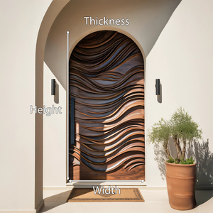 Artistic Arched Front Door With Wavy Sculpted Design For Villa