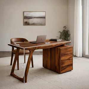 Modern Organic Wood Writing Desk With Storage For Home Office