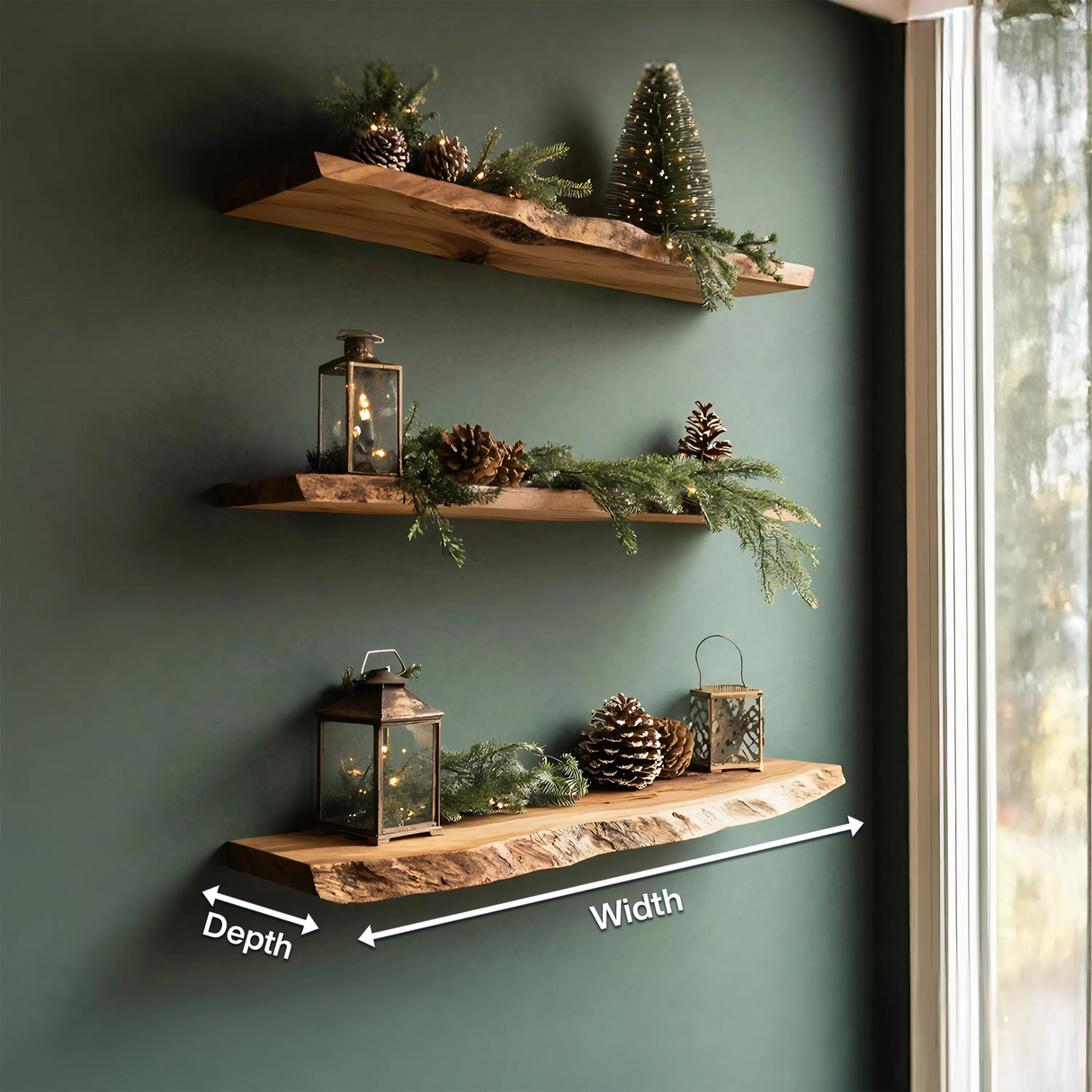 Handcrafted Solid Wood Floating Shelf For Festive Entryway Design