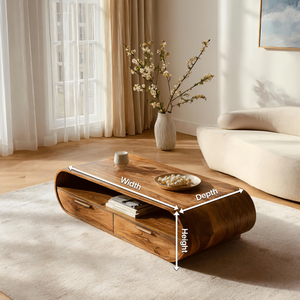 Modern Coffee Table Curved Storage Design For Living Room