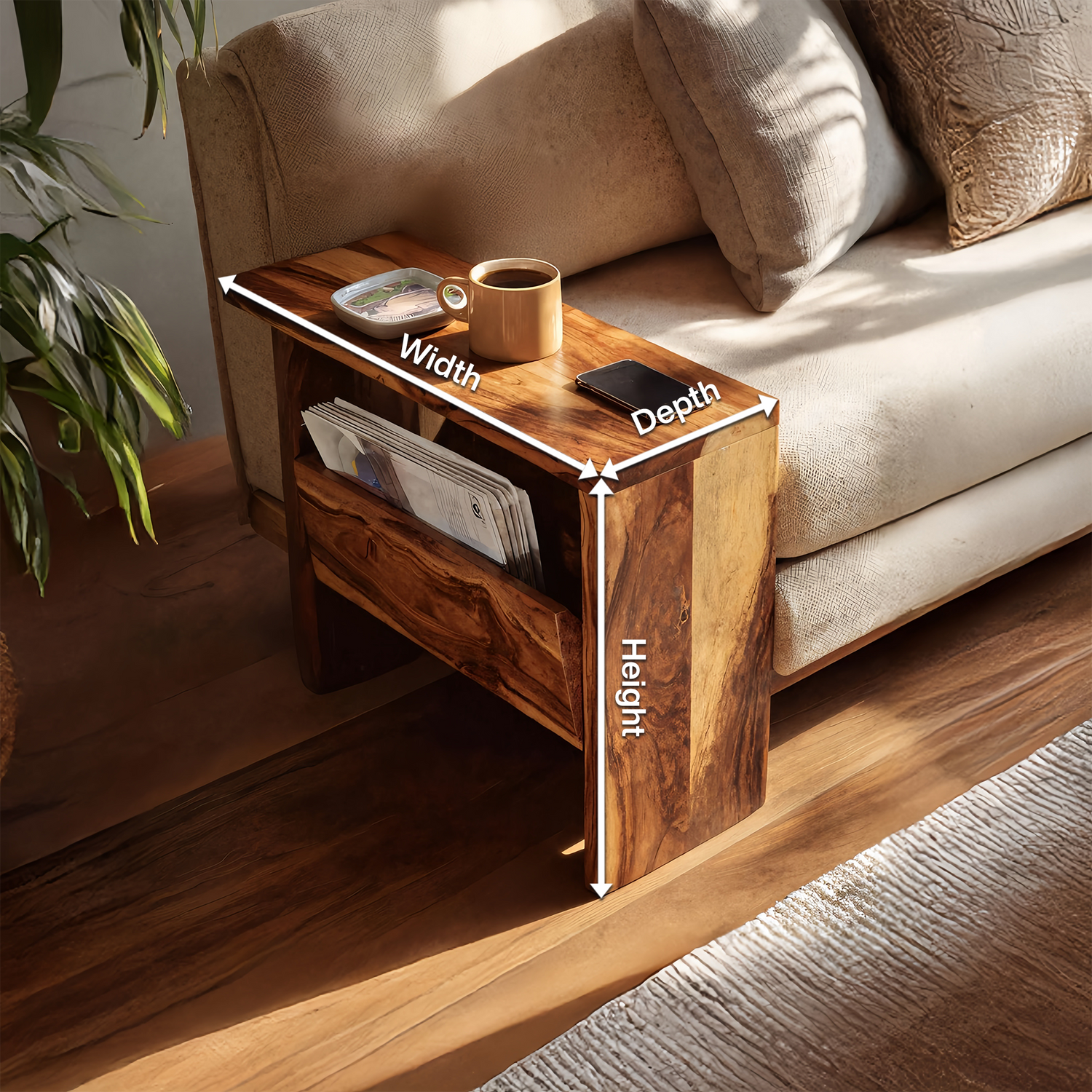 Mid Century Solid Wood Side Table For Home Furniture