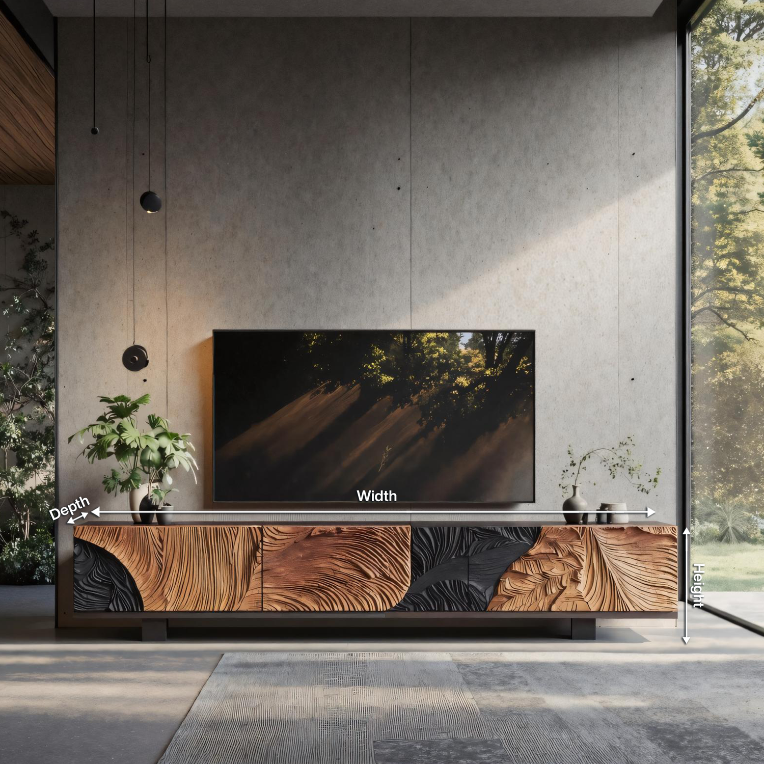 Mid Century Wood Console For Living Room Decor