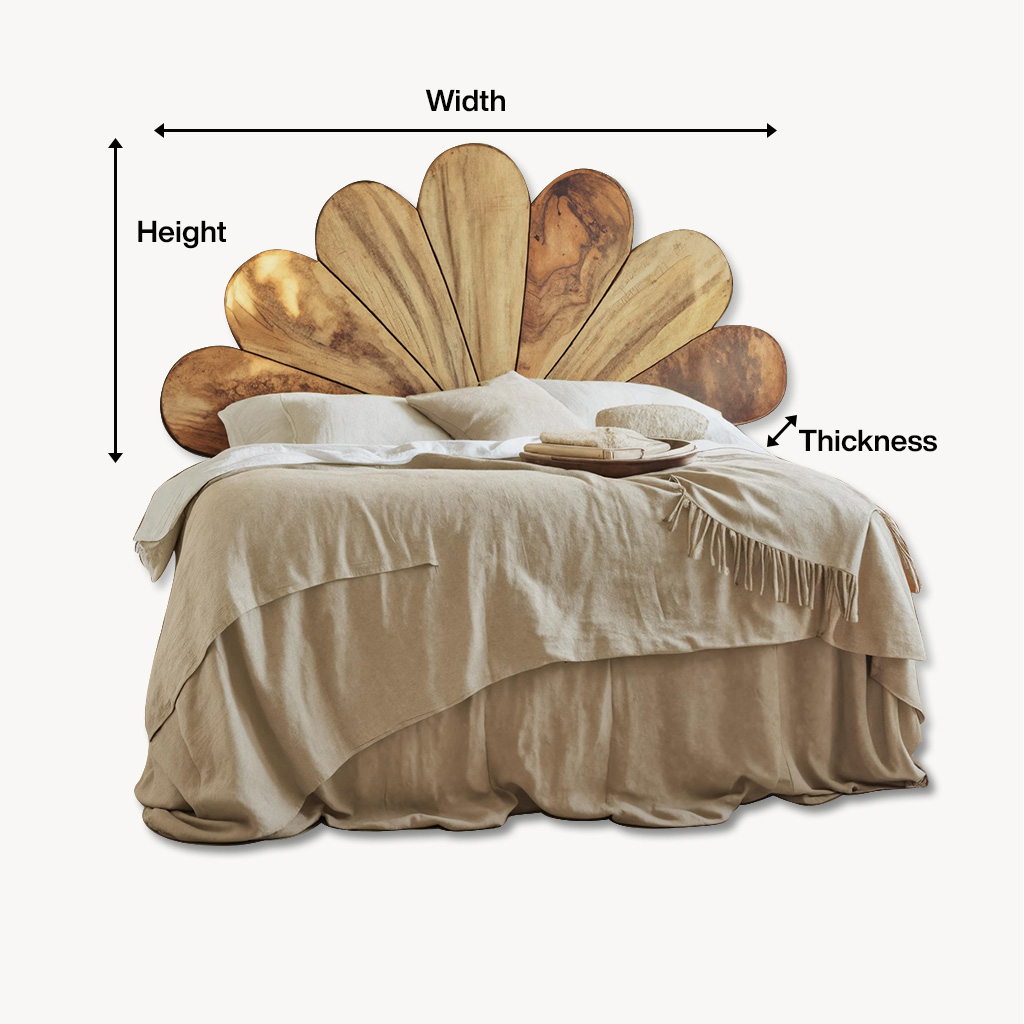 Boho Flower Petal Headboard Bed For Queen And King Bedroom
