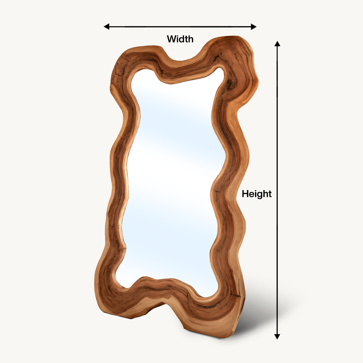 Organic Full Length Mirror With Wavy Frame For Entryway Bedroom And Living Room