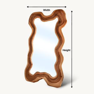 Organic Full Length Mirror With Wavy Frame For Entryway Bedroom And Living Room