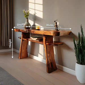 Modern Wooden Live Edge Console Table For Bedroom Decor