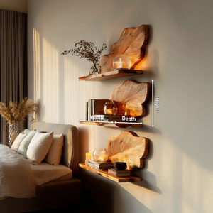 Rustic Wooden Wall Mounted Bookshelf For Living Room Display
