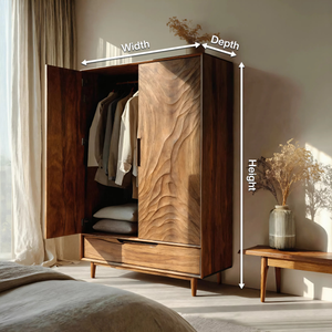 Organic Wardrobe With Carved Door For Bedroom