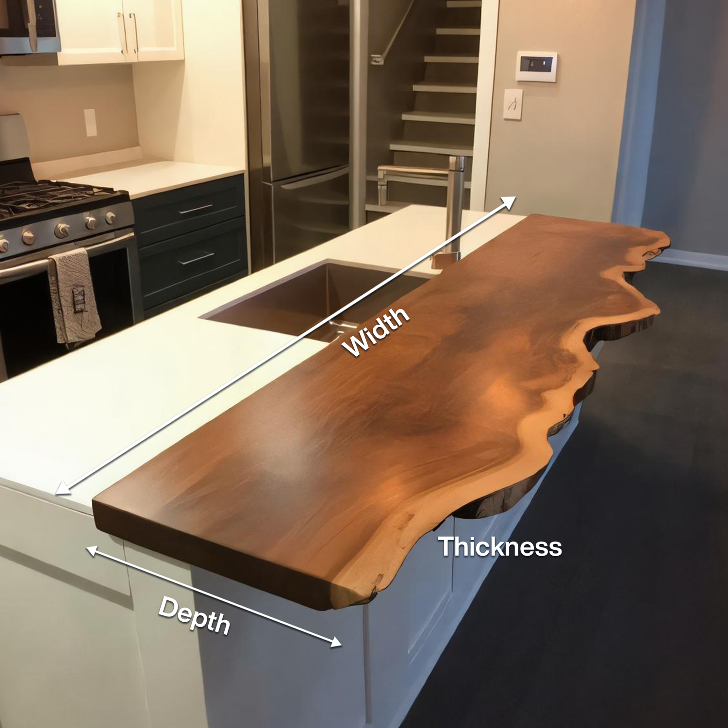 Live Edge Kitchen Island Countertop For Custom Kitchen Remodel Or Renovation