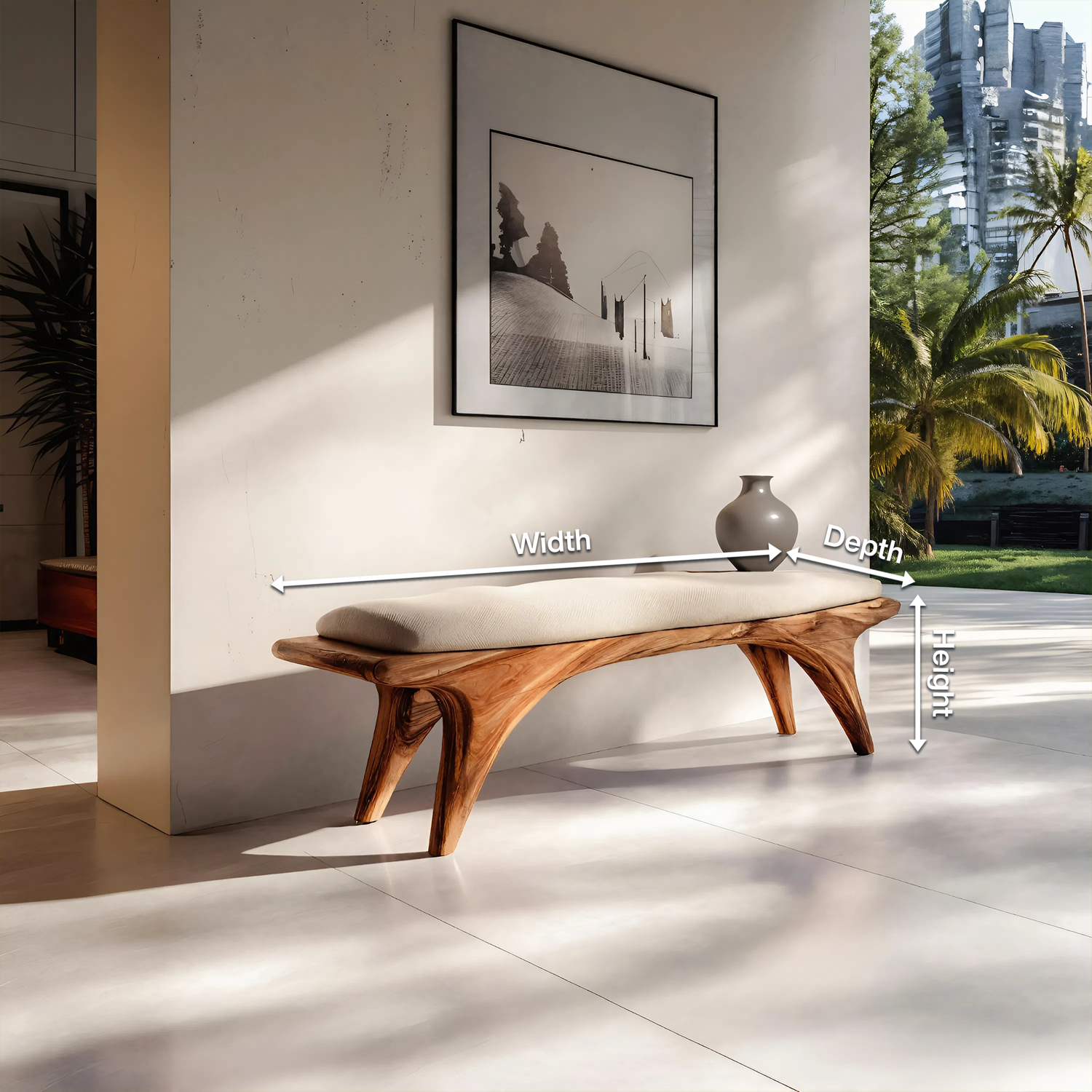 Organic Sculptural Bench For Hallway Furniture