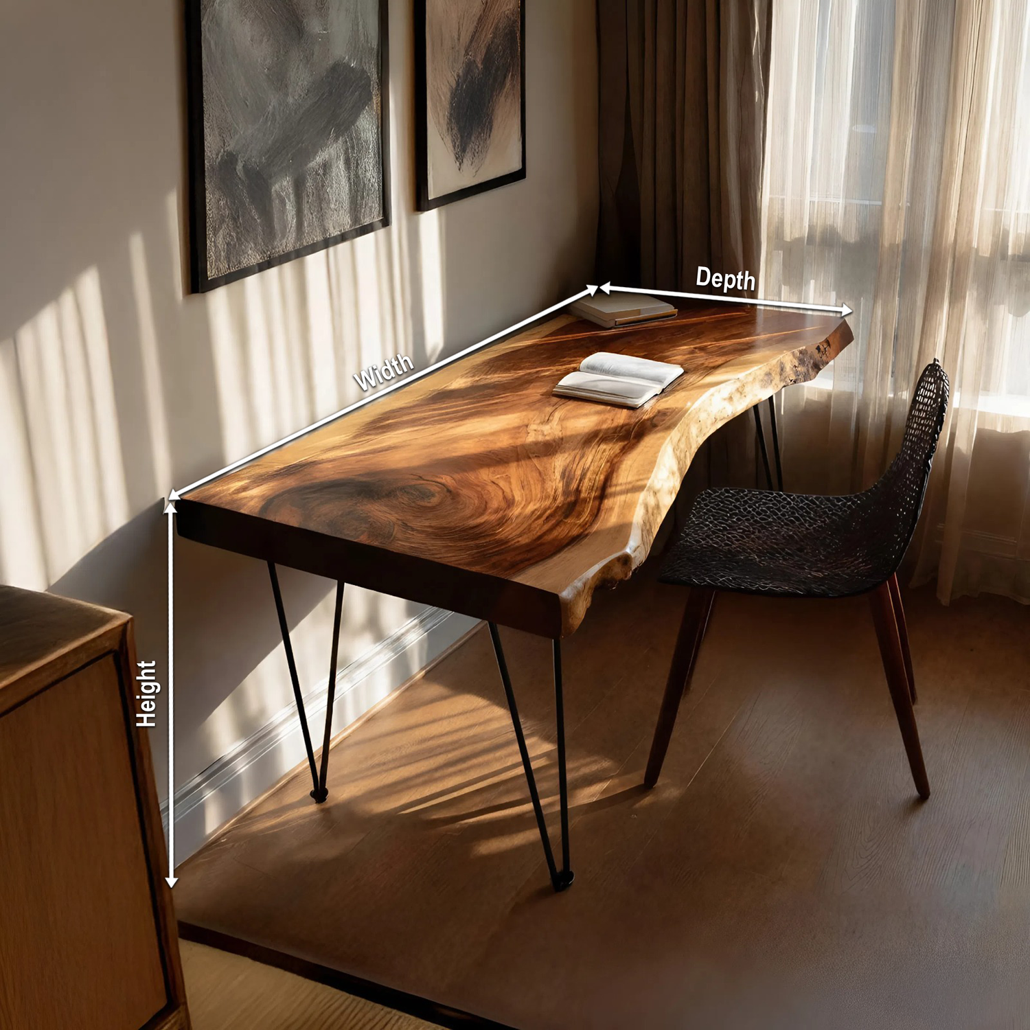 Handcrafted Live Edge Desk For Living Room Style