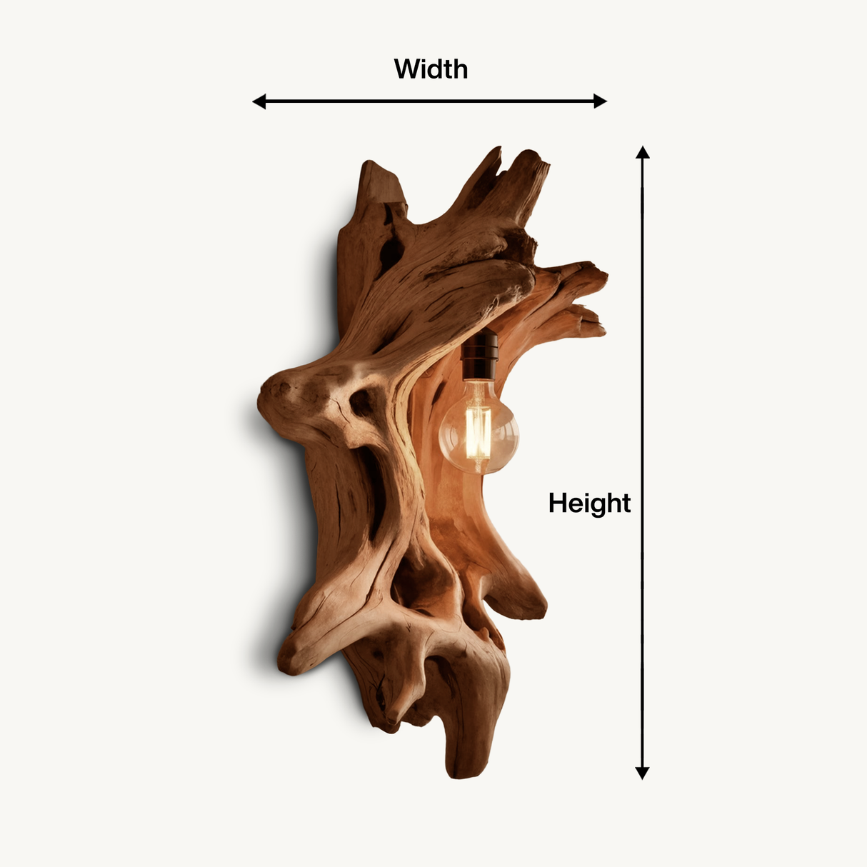 Driftwood Wall Lamp With Carved Form For Rustic Modern Living Room