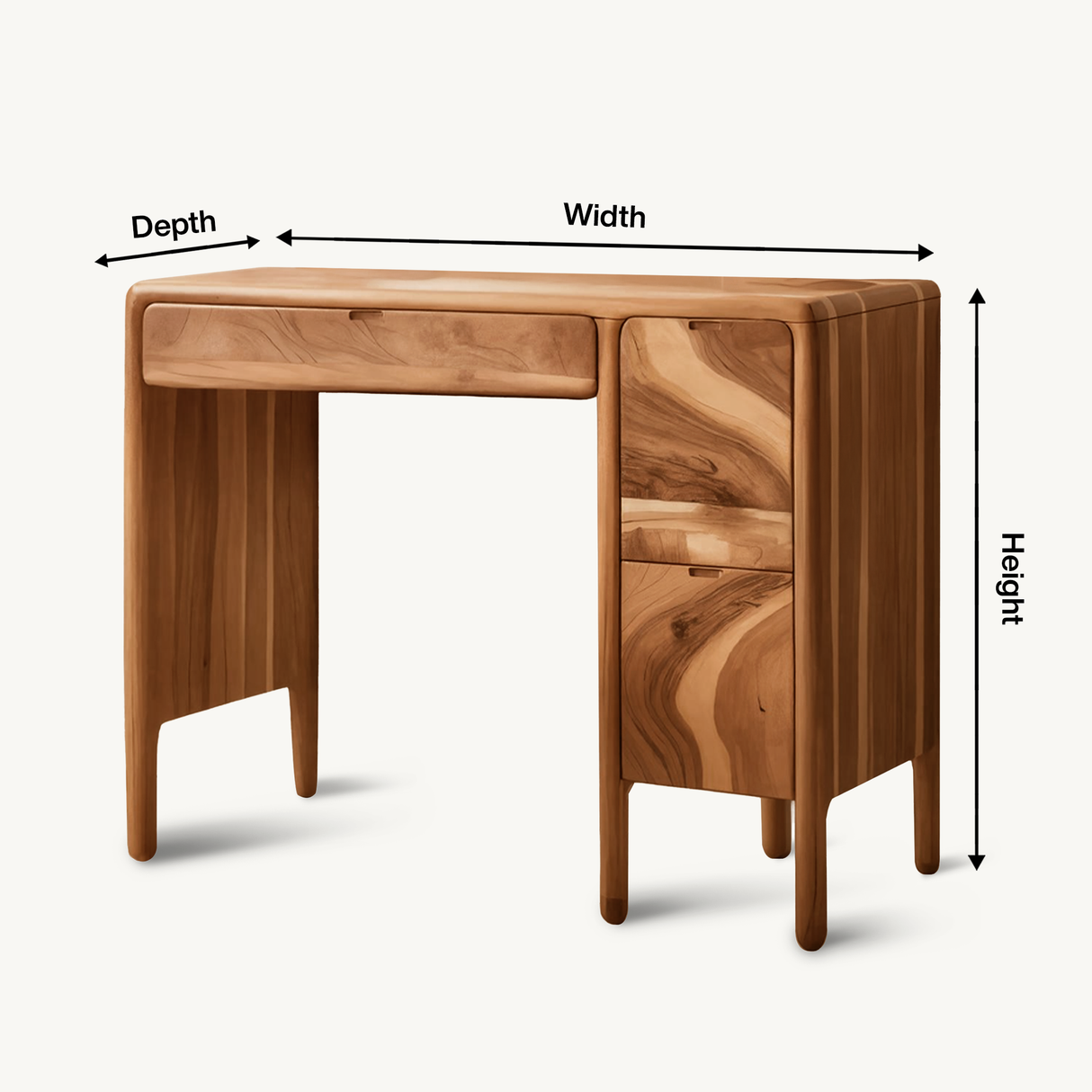 Mid Century Vanity Desk With Drawers For Bedroom And Dressing Corner