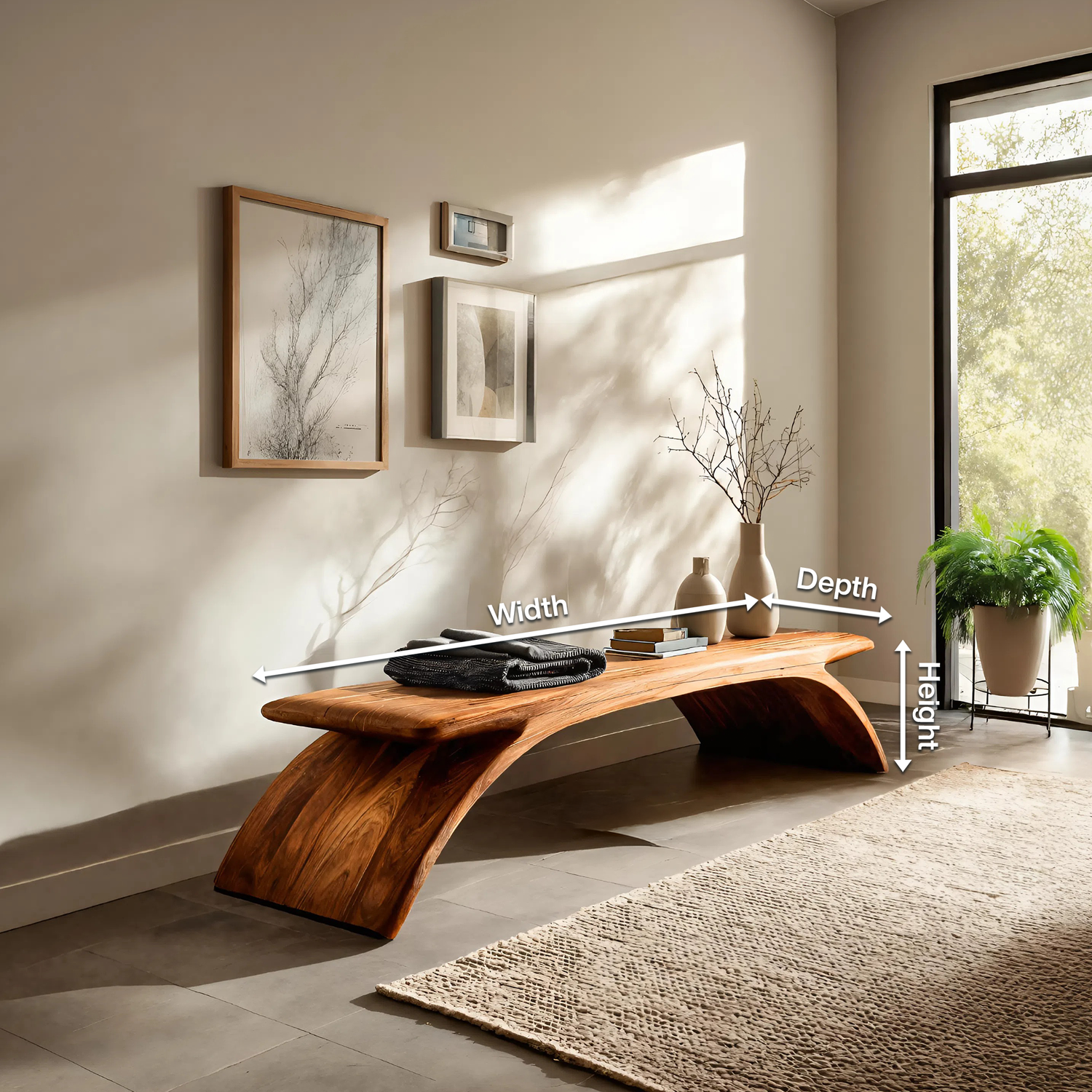 Modern Curved Bench For Hallway Seating