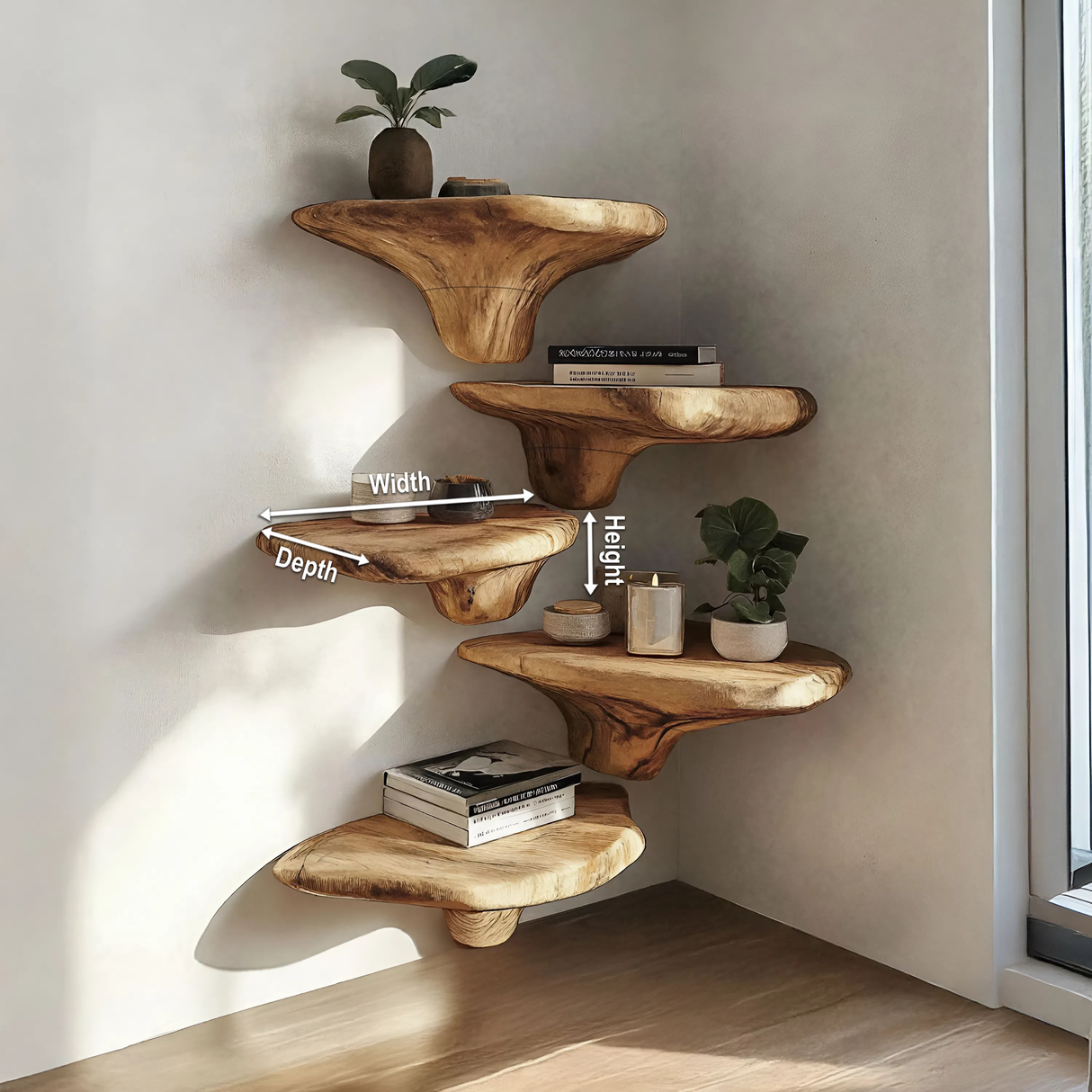 Farmhouse Solid Wood Mushroom Shelf For Entryway Wall Design