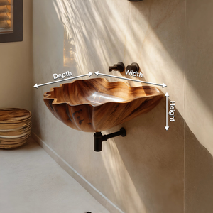 Handcrafted Solid Wood Wash Basin For Luxury Bathroom Furniture Decor